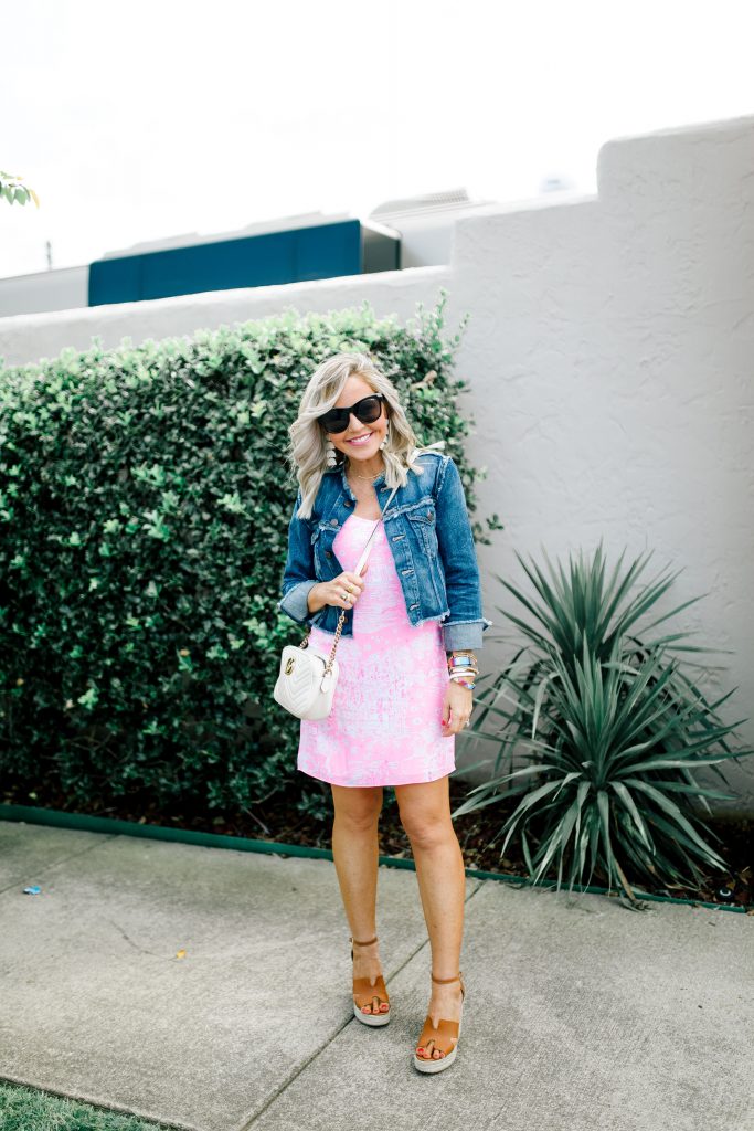 The Lilly Pulitzer After Party Sale is LIVE! by popular Nashville fashion blog, Hello Happiness: image of a woman wearing a Lilly Pulitzer  Dusk Strappy Silk Dress.