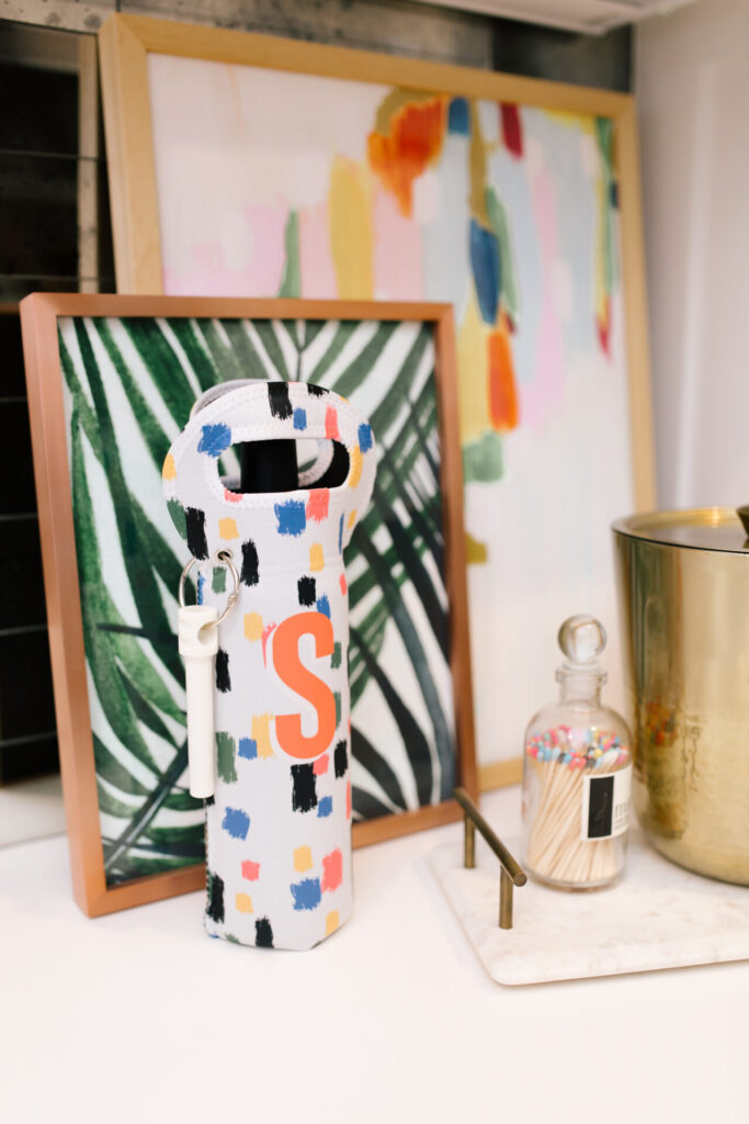 Clairebella Studio by popular Nashville life and style blog, Hello Happiness: image of a Clairebella Studio and Hello Happiness wine bag. 