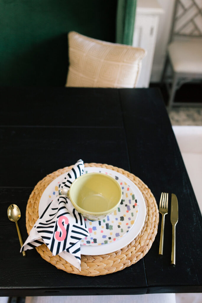 Clairebella Studio by popular Nashville life and style blog, Hello Happiness: image of Clairebella Studio and Hello Happiness personalized napkins. 