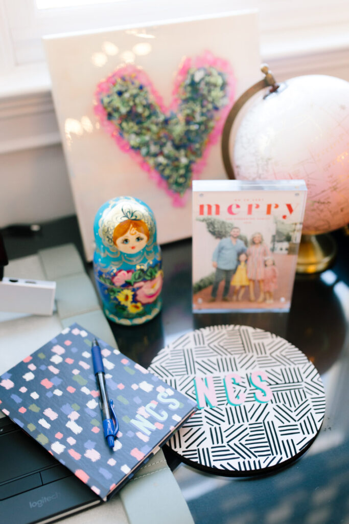 Clairebella Studio by popular Nashville life and style blog, Hello Happiness: image of a Clairebella Studio and Hello Happiness mouse pad and personal journal. 