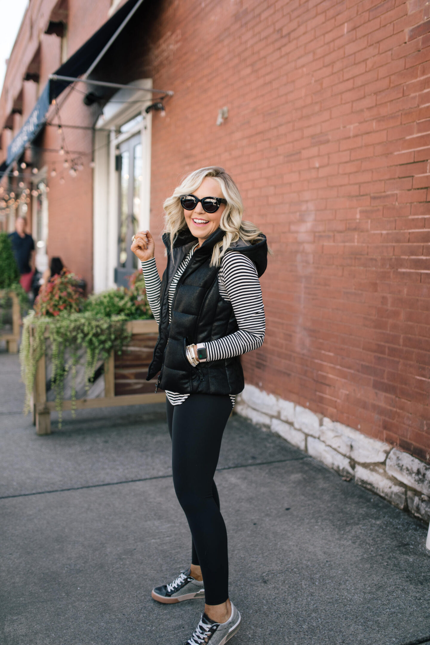 Evereve Vest styled by top Nashville mom fashion blogger, Hello Happiness.