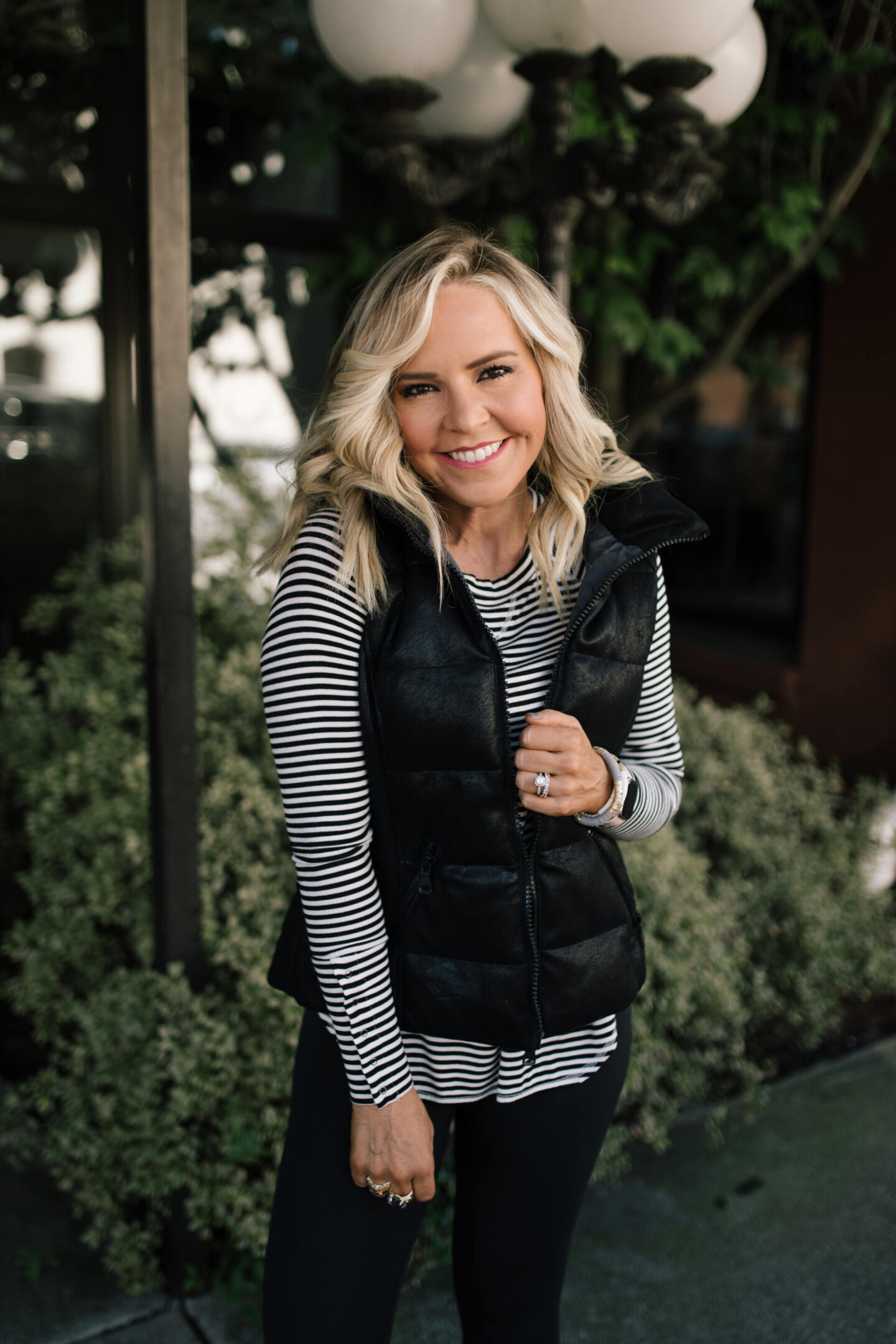 Evereve Vest styled by top Nashville mom fashion blogger, Hello Happiness.