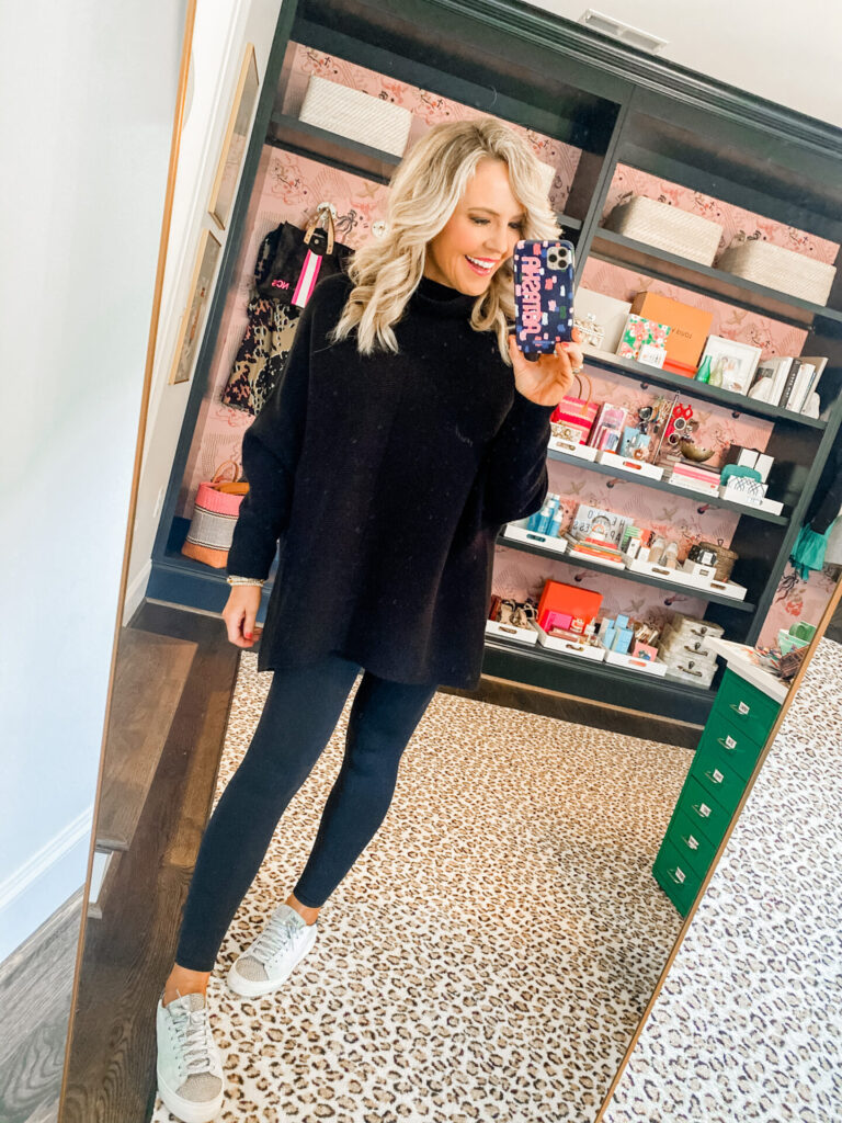 Amazon Favorites by popular Nashville life and style blog, Hello Happiness: image of Natasha Stoneking wearing a Amazon Turtleneck tunic pullover. 