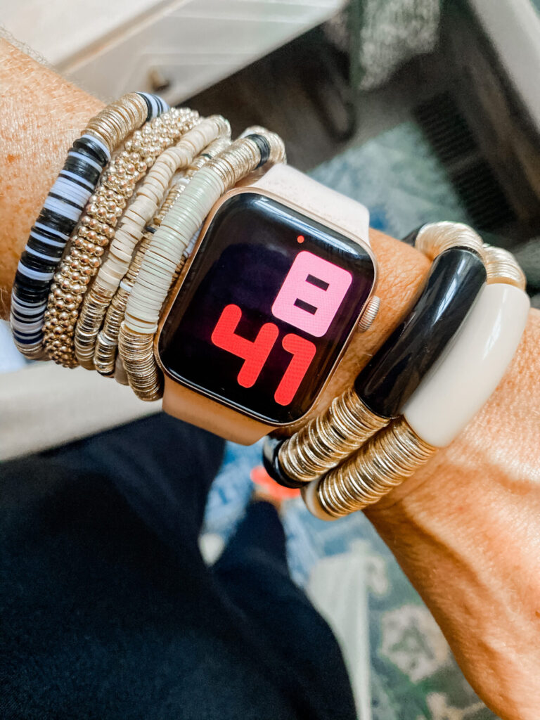 Cyber Monday Sale by popular Nashville life and style blog, Hello Happiness: image of Natasha Stoneking wearing Allie + Bess bracelets. 