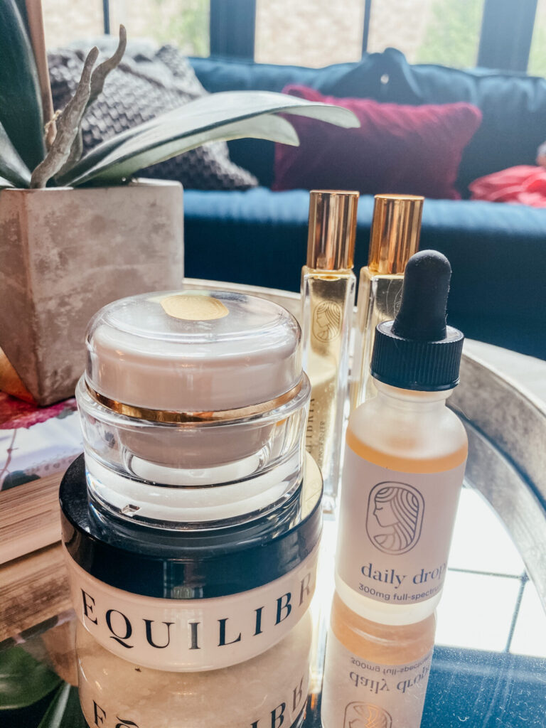 Independence Day Deals by popular Nashville life and style blog, Hello Happiness: image of Equilibria Daily Softgels, Daily Drops, Relief Cream, Dynamic Duo Roller.