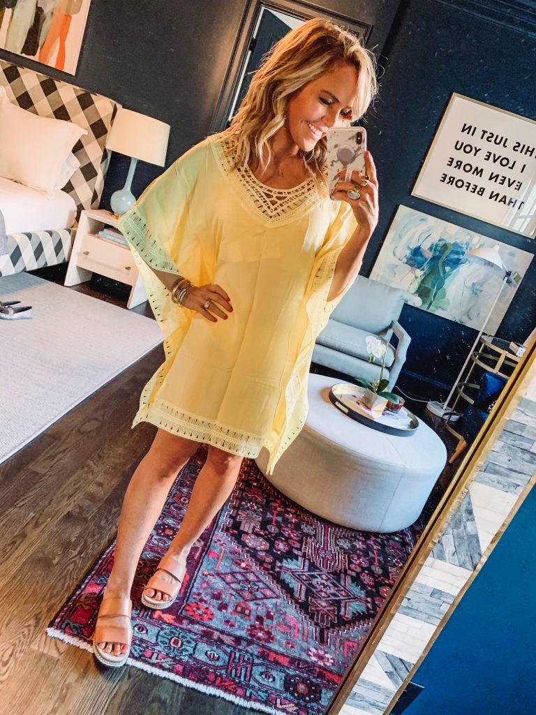 Amazon Swimwear featured by top US fashion blog Hello! Happiness; Image of a woman wearing an Amazon cover-up.