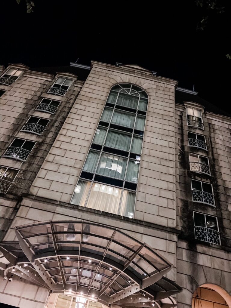 Hotel Crescent Court Dallas by popular Nashville travel blog, Hello Happiness: image of the exterior of Hotel Crescent Court. 