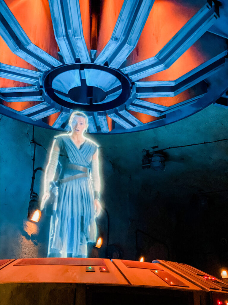 Disney Creators Celebration by poplar Nashville travel blog, Hello Happiness: image of Rey at Ride of the Resistance. 