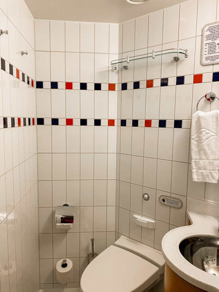 Disney Creators Celebration by popular Nashville lifestyle blog, Hello Happiness: image of a Disney Cruise Ship Verandah room bathroom. 