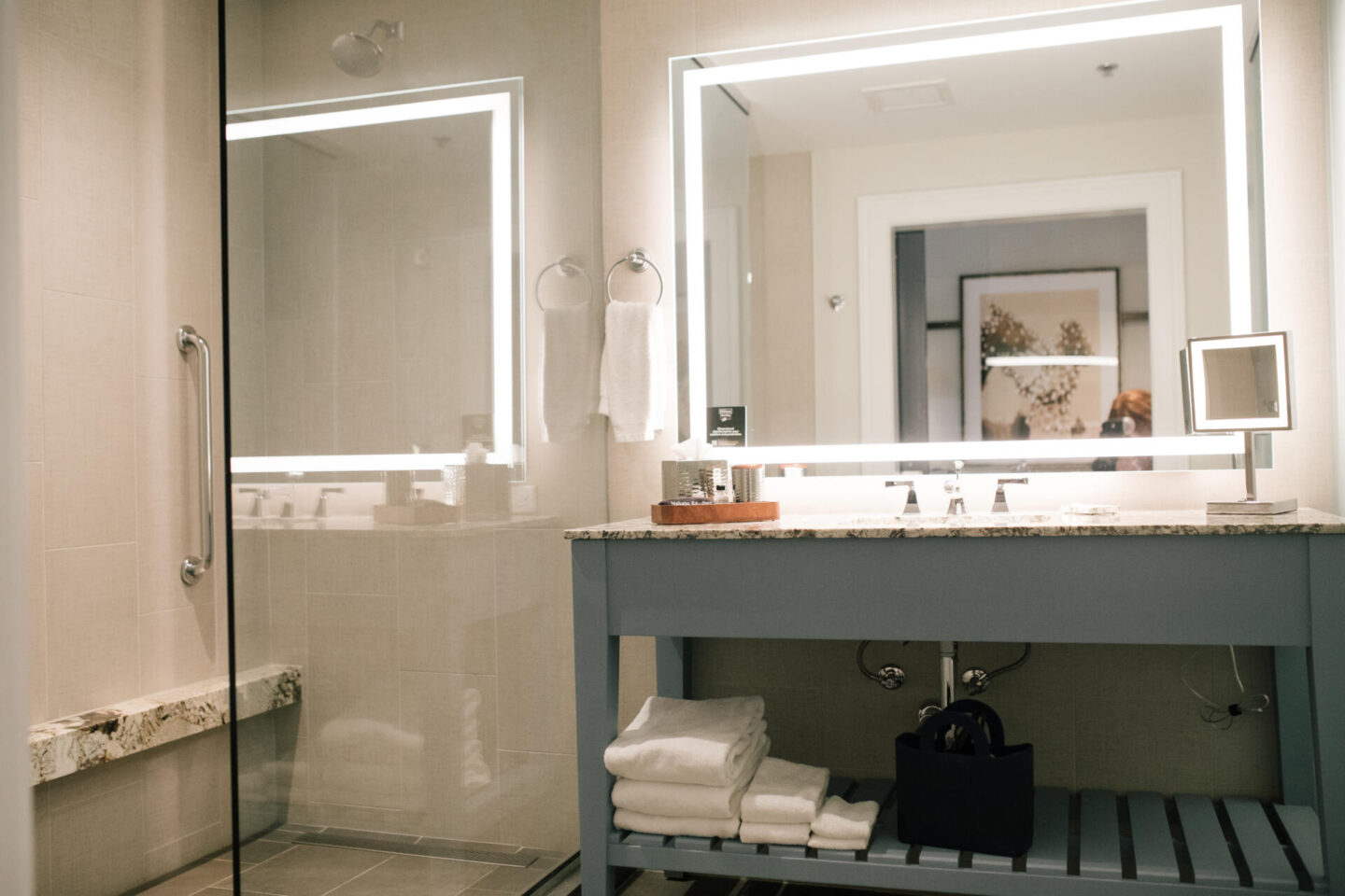 Harpeth Hotel by popular Nashville travel blog, Hello Happiness: image of a bathroom at the Harpeth Hotel. 