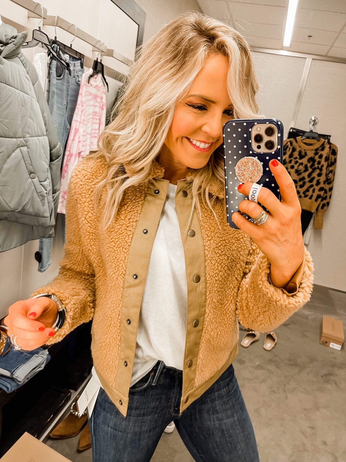 Nordstrom Anniversary Sale by popular Nashville fashion blog, Hello Happiness: image of Natasha Stoneking wearing a Nordstrom Portland fleece jacket.