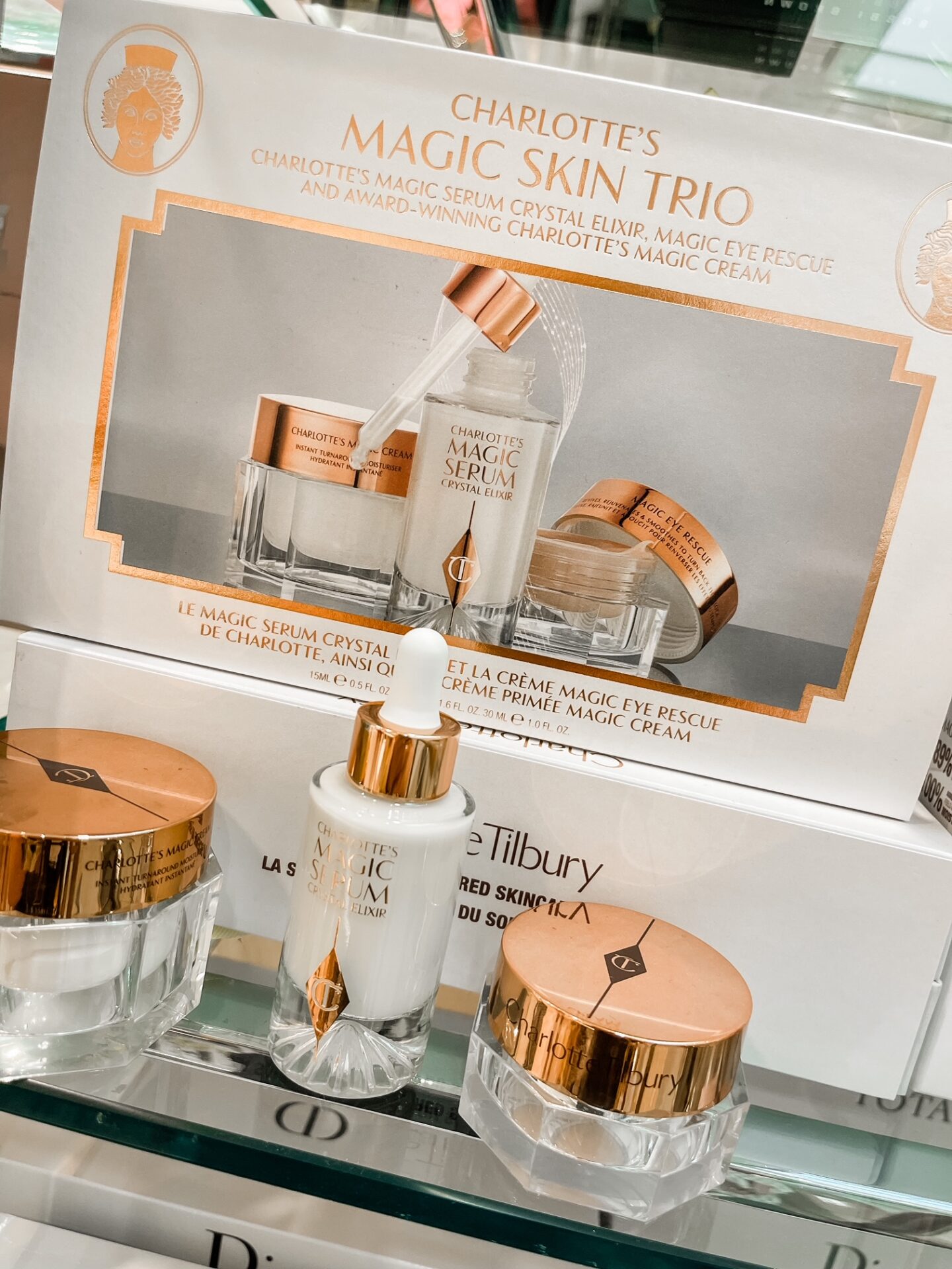 Nordstrom Anniversary Sale by popular Nashville fashion blog, Hello Happiness: image of Natasha Stoneking holding a Nordstrom Charlotte's magic skin trio. 