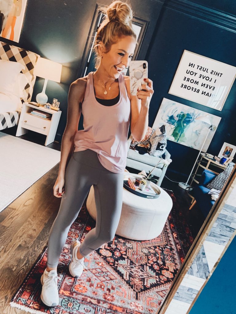 Amazon Favorites featured by top US fashion blog Hello! Happiness; Image of a woman wearing yoga tank from Amazon.