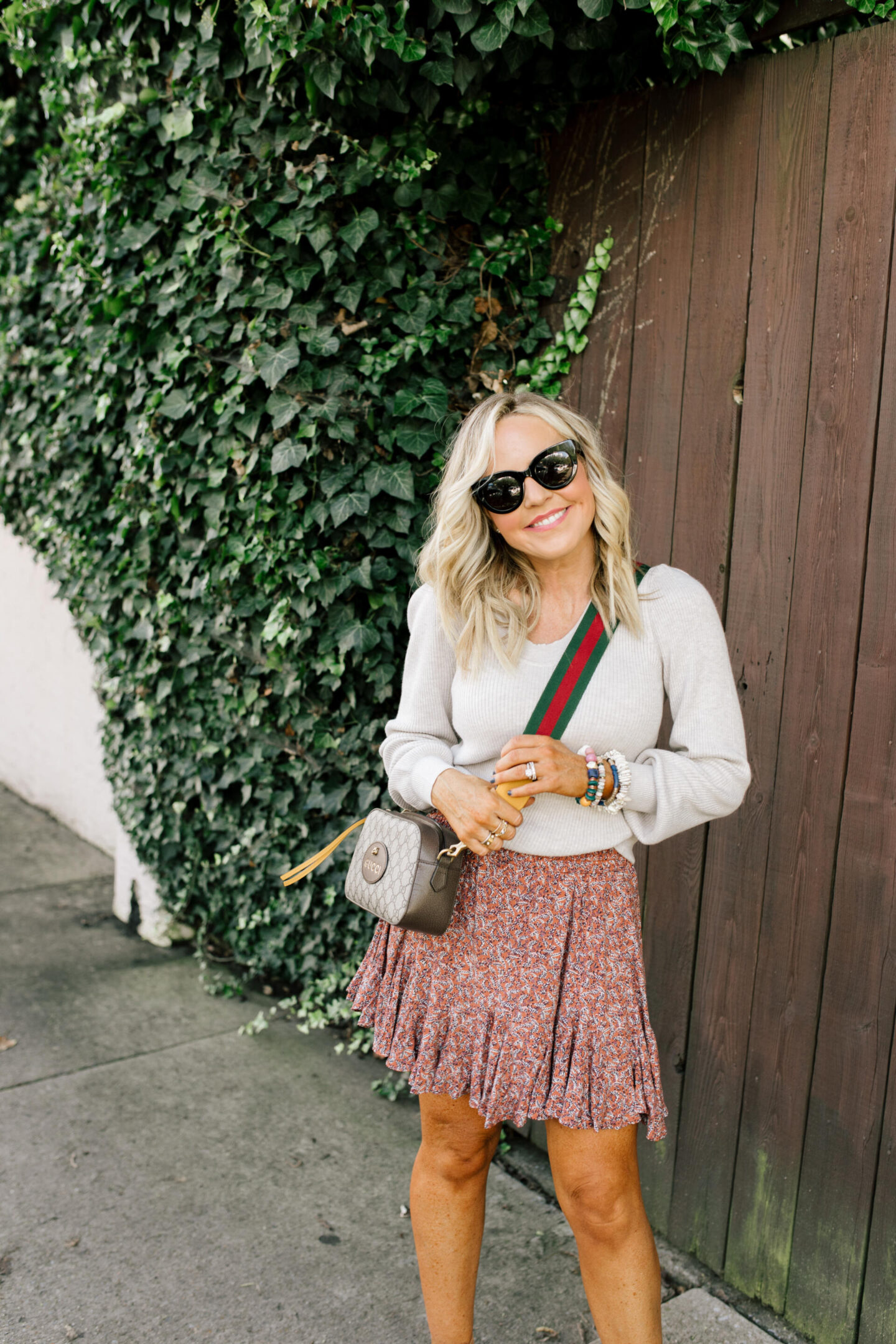 Skirt and Sweater Look styled by top Nashville fashion blogger, Hello Happiness