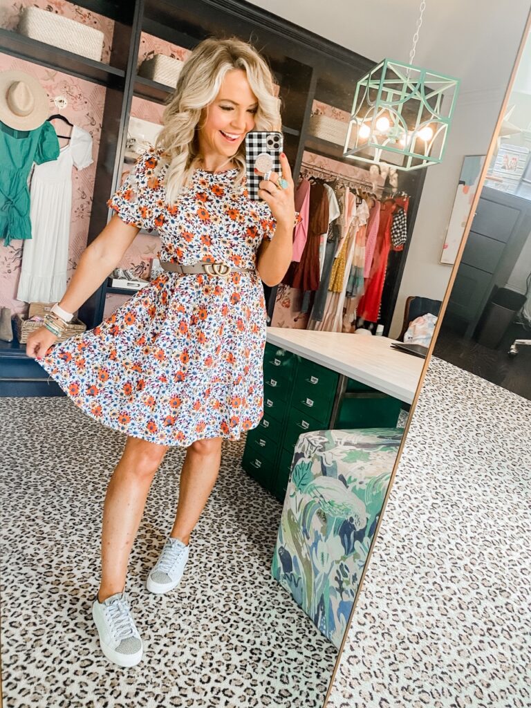 Amazon Favorites by popular Nashville life and style blog, Hello Happiness: image of a Amazon floral babydoll dress. 