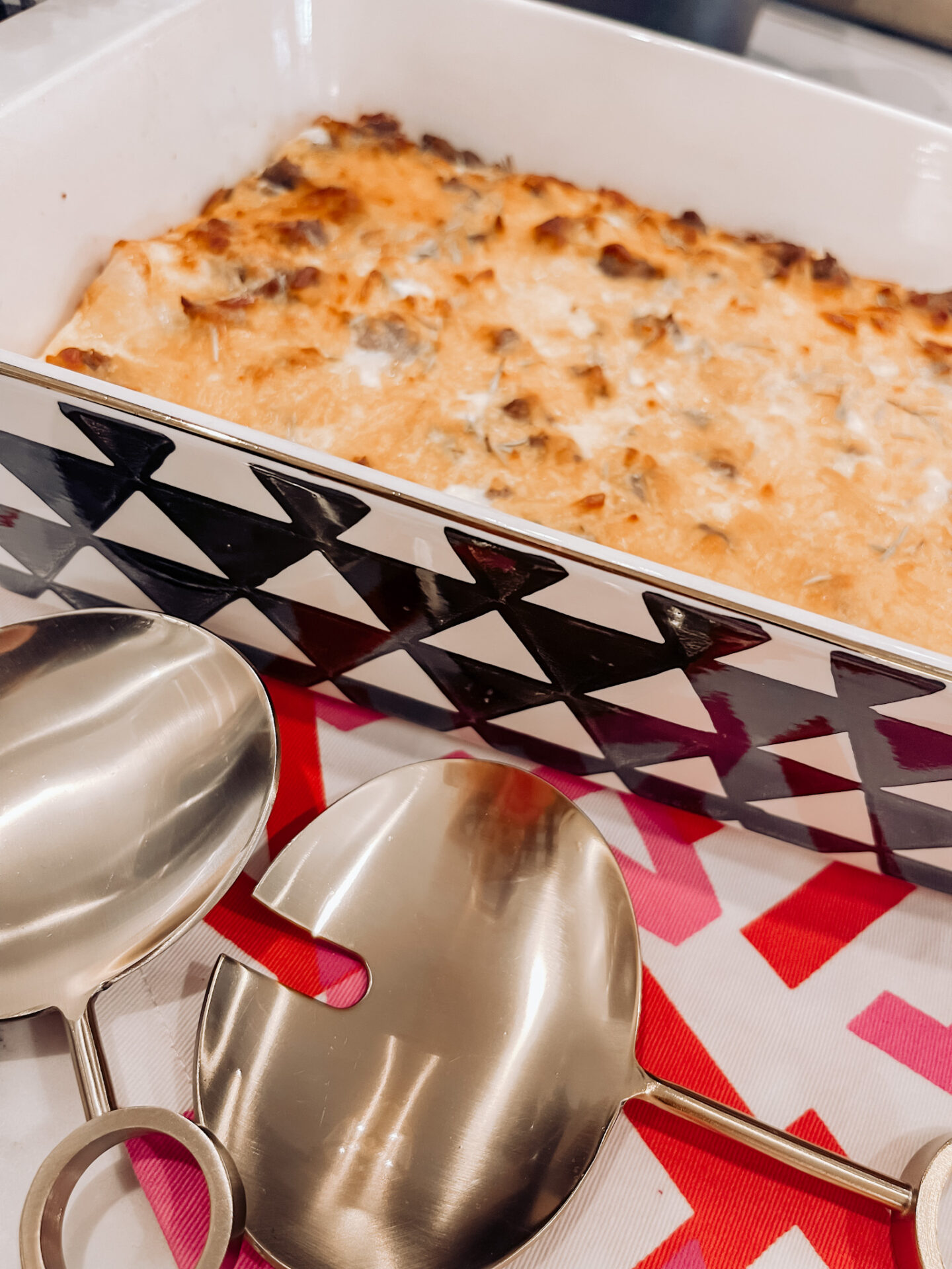 sausage and rosemary casserole recipe featured by top Nashville lifestyle blogger, Hello Happiness.