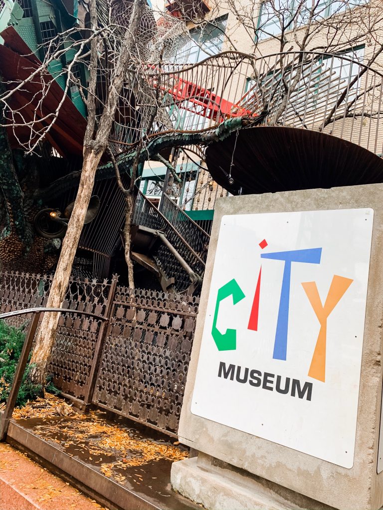 Meet Me for a Weekend in St. Louis | The Perfect Family Getaway by popular travel blog, Hello Happiness: image of the City Museum sign. 
