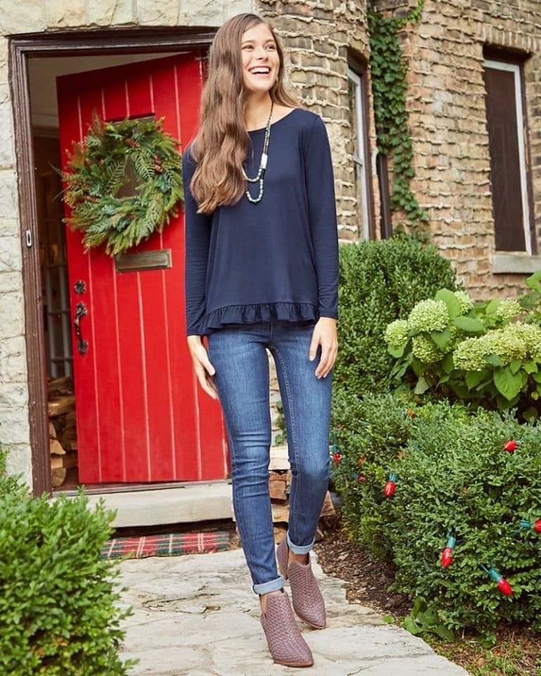 Shop Small Saturday 2019 by popular Nashville life and style blog, Hello Happiness: image of a girl wearing a Matilda Jane peplum shirt.