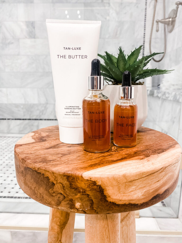 Fake Tan by popular Nashville beauty blog, Hello Happiness: image of Tan-Luxe The Butter, Tan-Luxe The Body, and Tan-Luxe The Face. 