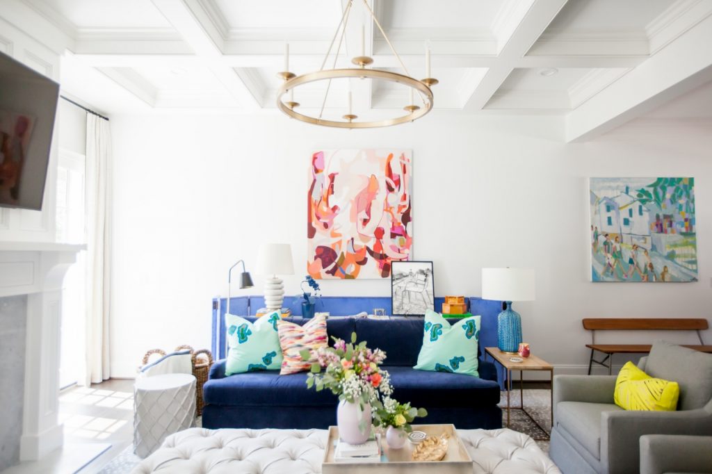 Contemporary living room designed by Kendall Simmons, featured by top US lifestyle blog, Hello! Happiness