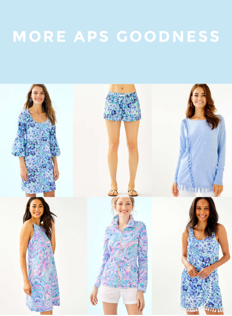 Hip Hip Hooray... The Lilly After Party Sale is Here! by popular Nashville fashion blog, Hello Happiness: image of Lilly Pulitzer Carlile Dress, Luxletic Run Around Short, Emberly Coolmax Sweater, UPF 50+ Leona Zip-Up, Billie Dress, Jarrett Romper.