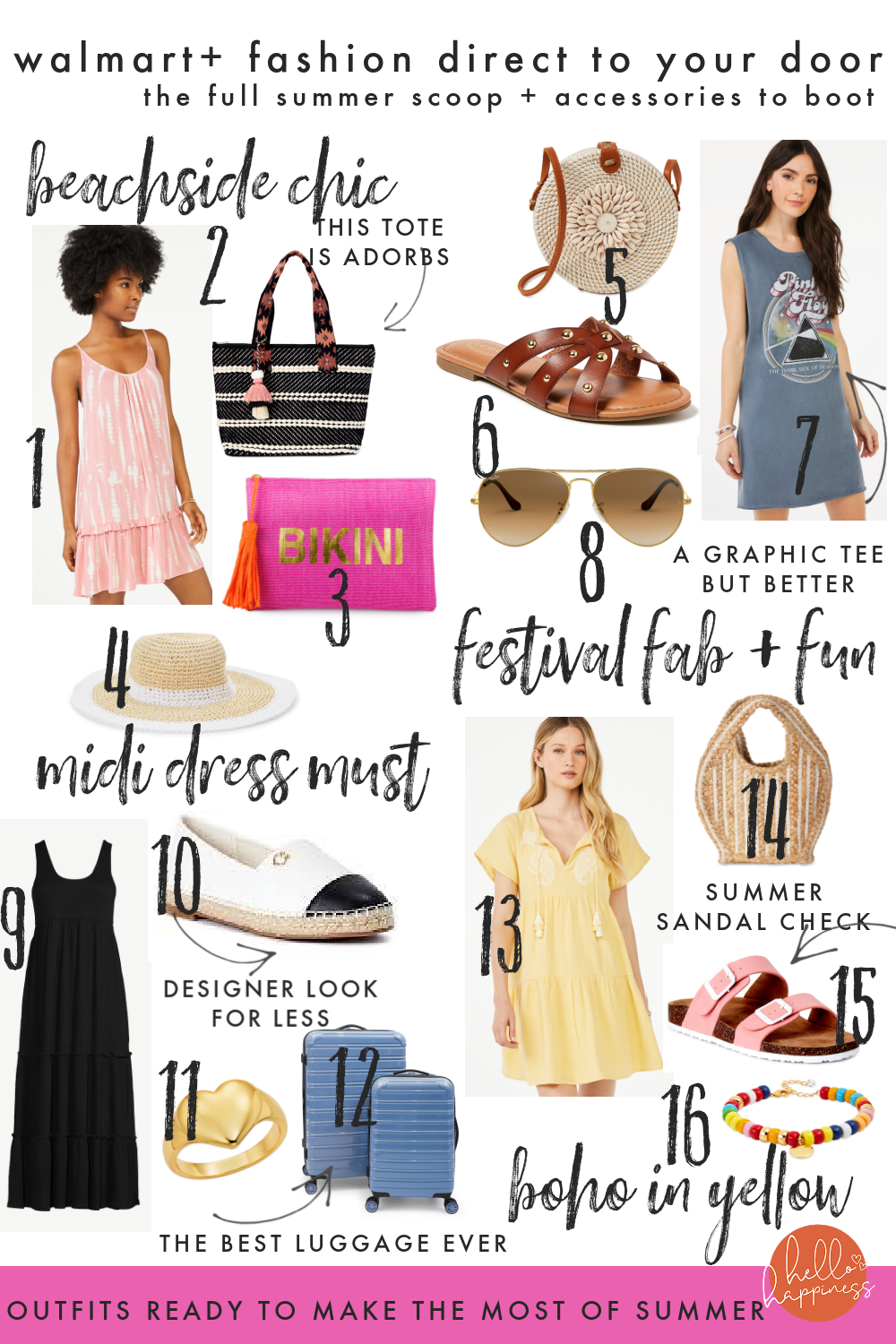 Scoop Dress by popular Nashville fashion blog, Hello Happiness: collage image of Walmart+ fashion items. 