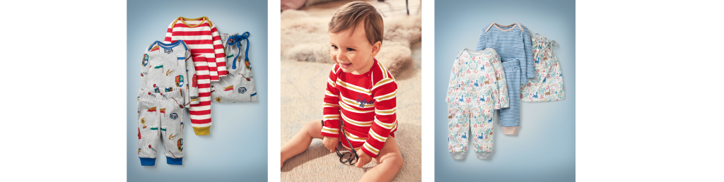 The Magical World of the Mini Boden Harry Potter Collection by popular Nashville fashion blog, Hello Happiness: image of Harry Potter Play Sets, 4 Pack Hogwarts Bodysuits, and ivory/blue Harry Potter Play Sets.