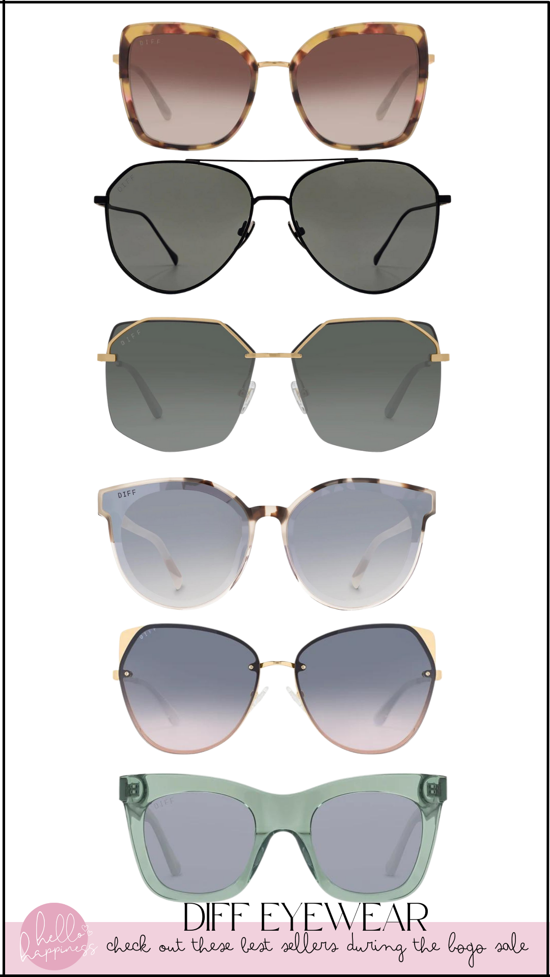 diff eyewear sunglasses styled by top Nashville fashion blogger, Hello Happiness.