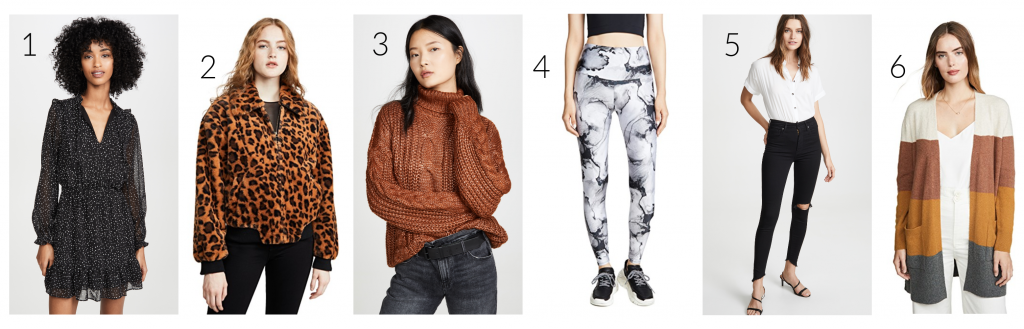 Shopbop Sale...The Biggest Event of the Season by popular Nashville fashion blog, Hello Happiness: collage image of a Shopbop Madewell Kent Wide Stripe Cardigan, Shopbop cupcakes and cashmere Milan Dress, Shopbop J.O.A. Leopard Faux Fur Bomber, Shopbop J.O.A sweater, Shopbop Onzi yoga pants, and Shopbop Levi's Mile High Super Skinny Jeans.