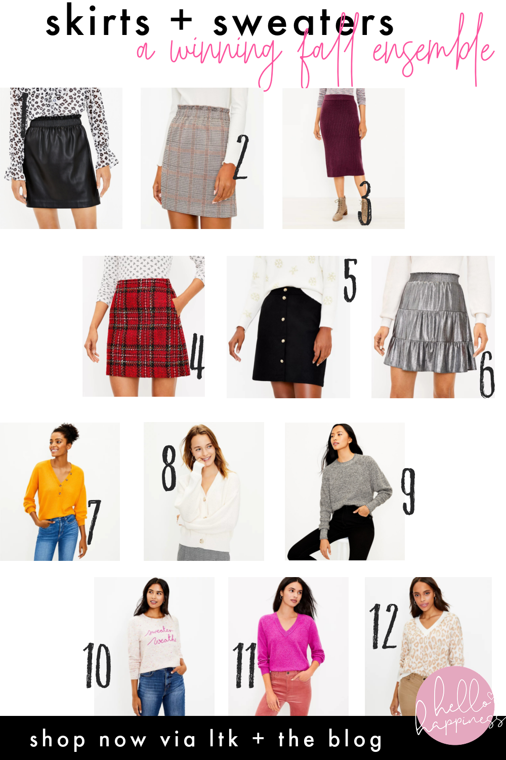 Skirt and Sweater Look styled by top Nashville fashion blogger, Hello Happiness