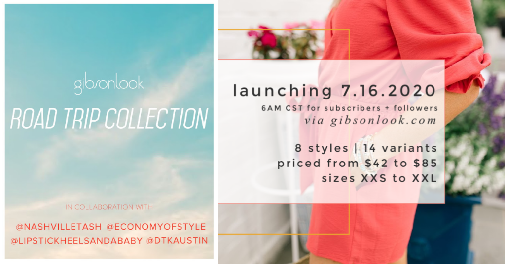 Gibsonlook Road Trip by popular Nashville fashion blog, Hello Happiness: image of a digital ad for the GibsonLook road trip collection launch.